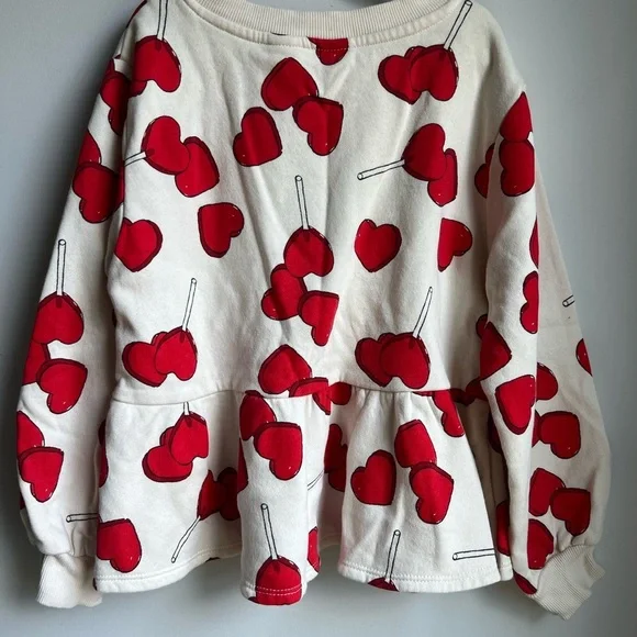 H&M Cream Sweater with Red Heart Lollipop Design - US 6X/7 - Picture 7 of 10